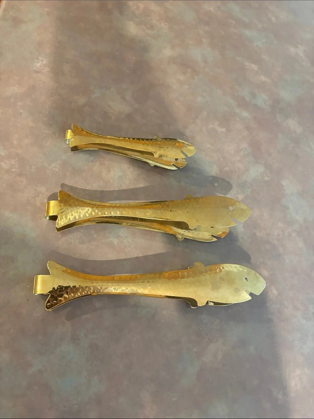 Anthropologie Set of 3 Gold Fish Serving Tongs